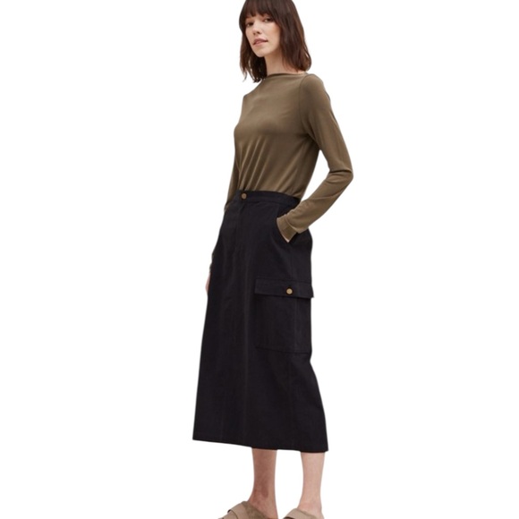 851:  GRADE & GATHER NWT CARGO TWILL SKIRT FADED BLACK - Picture 3 of 5